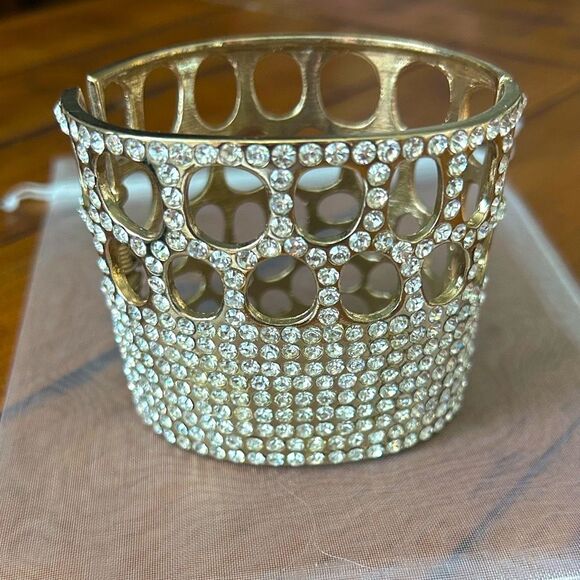 Gold Crystal chunky bangle bracelet - Picture 1 of 7